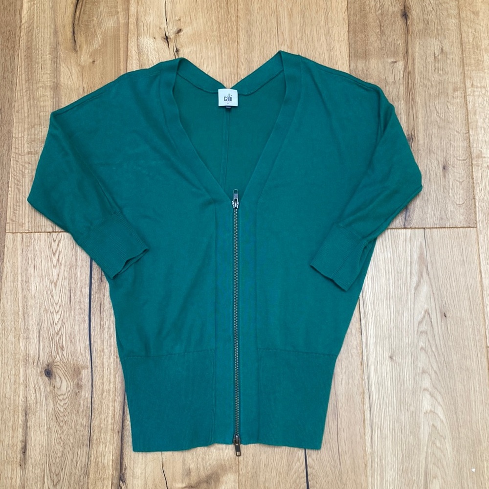 CAbi Green Half Zip Cardigan
